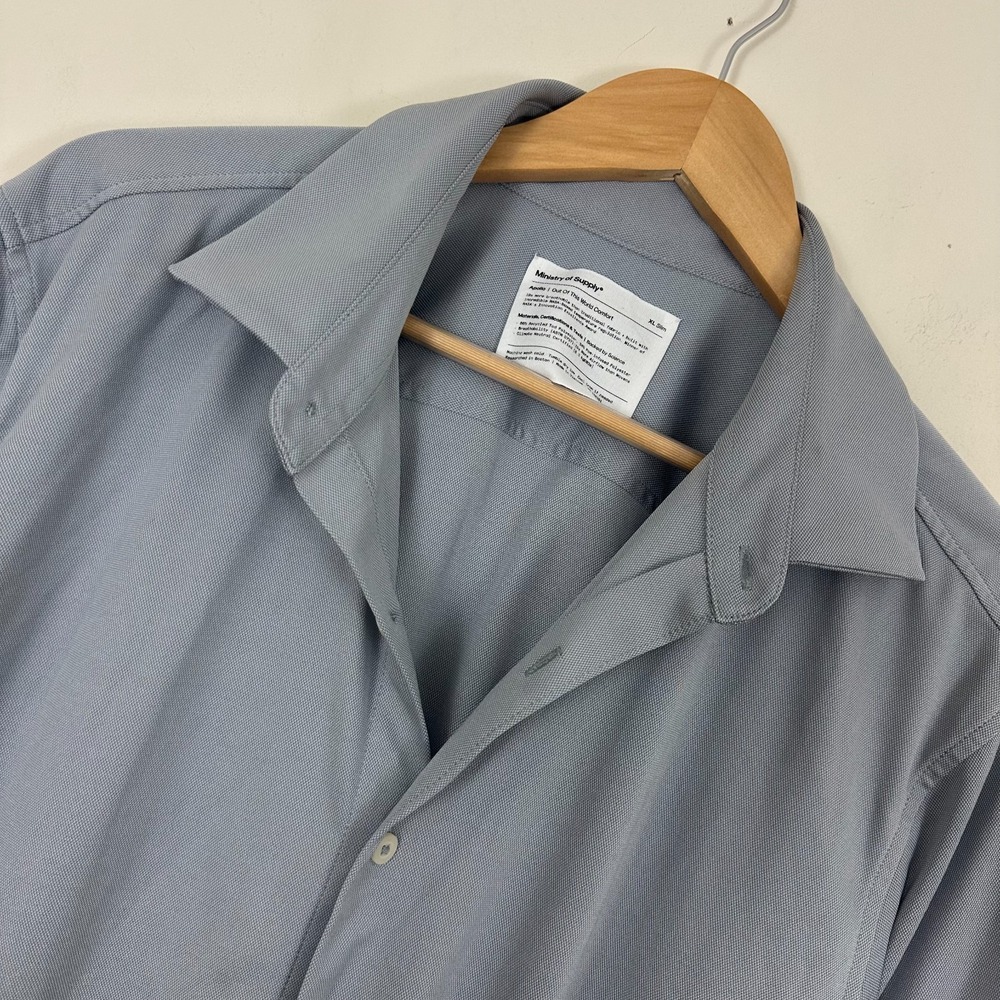 Ministry Of Supply Shirt Gray Apollo Slim Fit Long Sleeve Button Up Mens XL